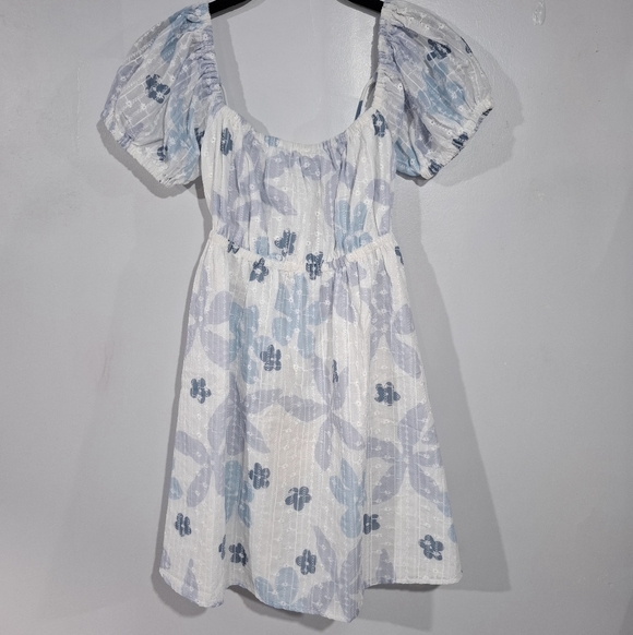 SABO SKIRT Amanda Mini Dress Size L US 8 100% Cotton With Eyelet Floral Babydoll - Picture 3 of 16